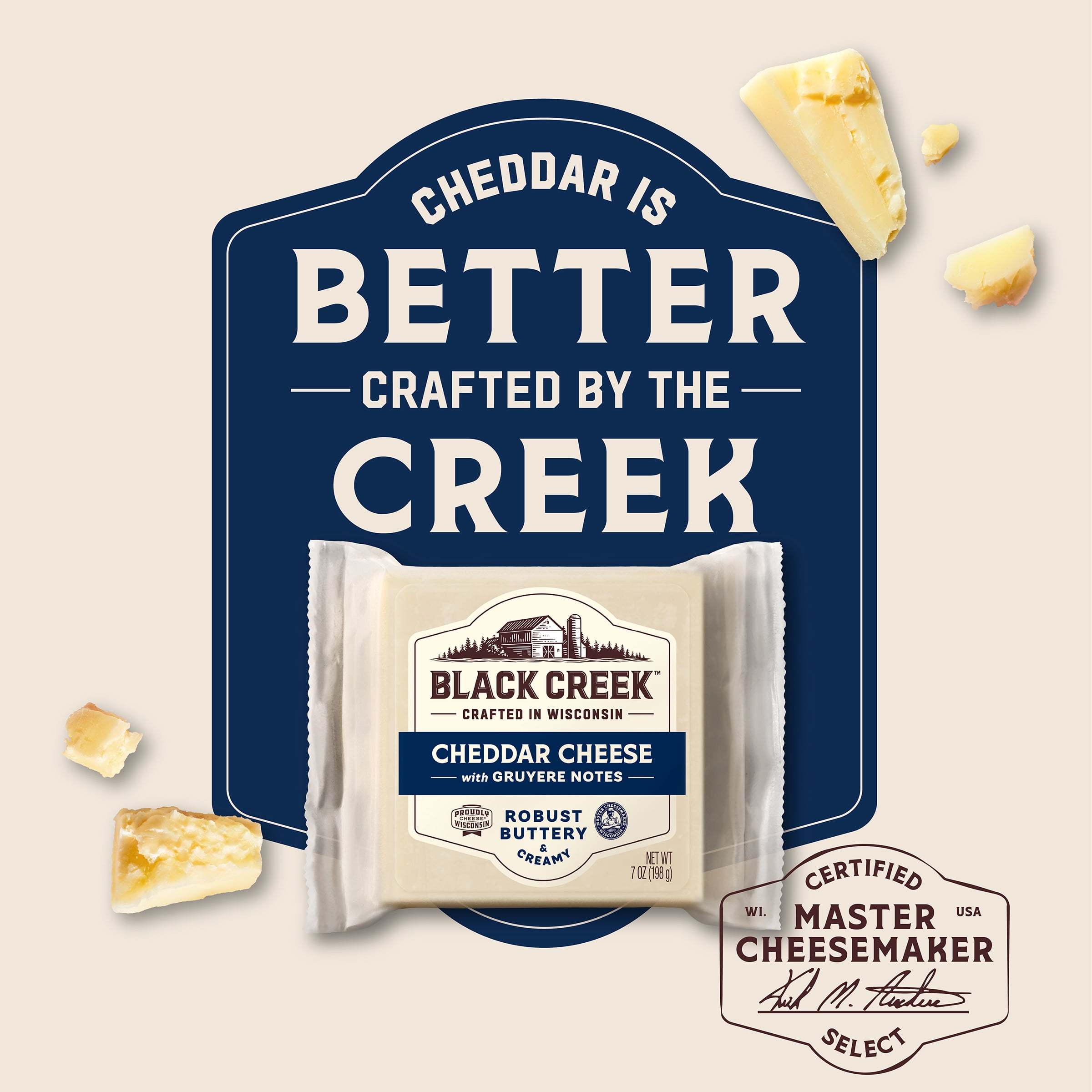Black Creek® Cheddar Cheese with Gruyere Notes 7 oz Square