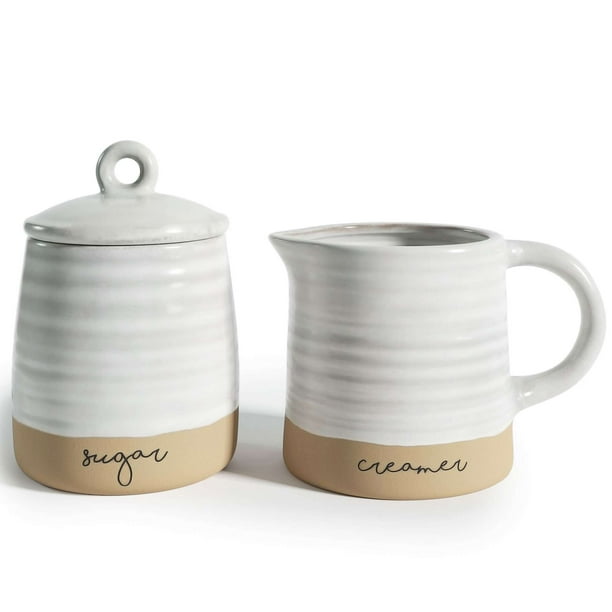 Barnyard Designs Ceramic Stoneware Sugar Creamer Set, 11oz Creamer Pitcher and Sugar Bowl with