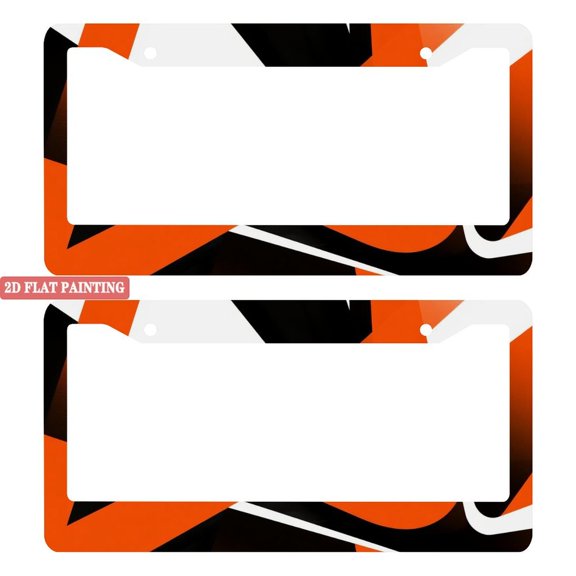 2Packs License Plate Frames with Orange Black White Geometric Abstract Pattern Includes Screws & Caps Full Accessories Included Size 6.3x12.2inch(16x31cm)