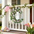 thumbnail image 5 of Iumwxz Easter Bunny Wreath Door Sign Front Door Hanging Decoration With Floral Garland And Eggs Spring Home Decor For Indoor Outdoor Holiday 25x25cm Plastic, 5 of 6