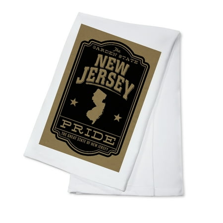 

New Jersey State Pride Gold on Black Contour (100% Cotton Tea Towel Decorative Hand Towel Kitchen and Home)
