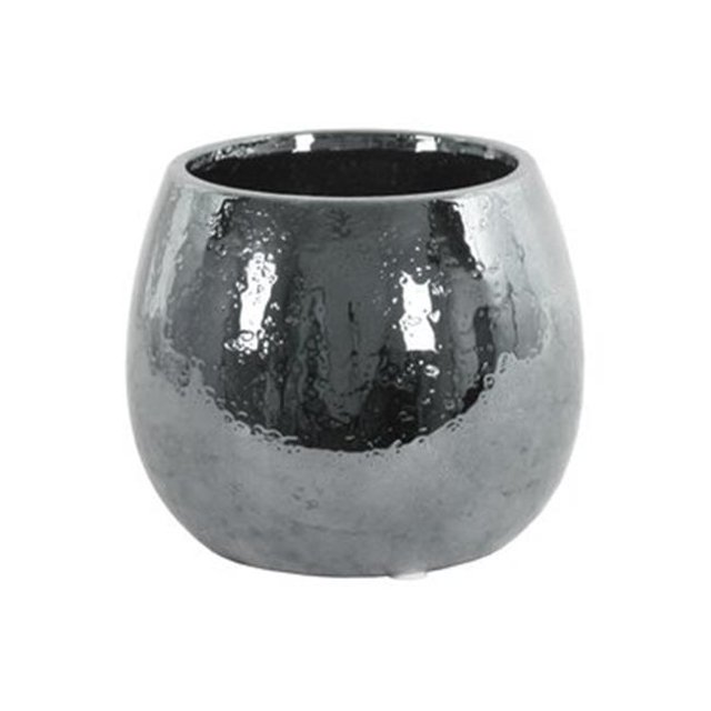 Urban Trends Collection 25015 Ceramic Round Vase with Hammered, Silver
