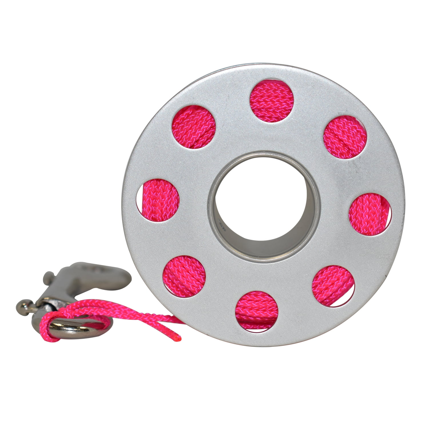 Scuba Choice Aluminum Finger Spool 75ft Dive Reel w//Bolt Snap-Blue//Pink
