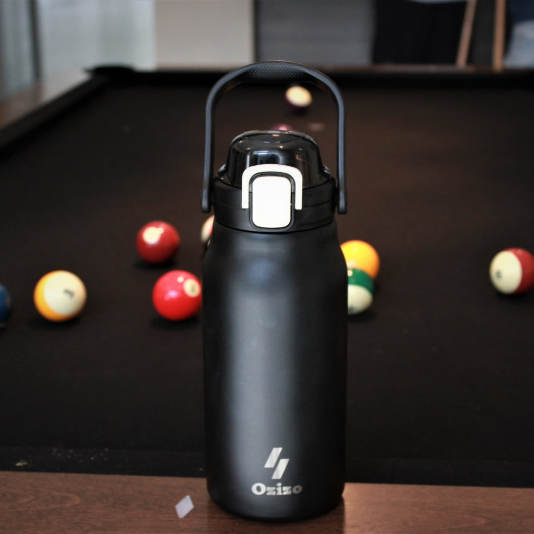 Ozizo 44oz Insulated Reusable Bottle with Straw, One-Click Flip Lid, and Handle, 2 Bottles
