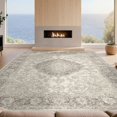 thumbnail image 2 of Design&I 8'x10' Washable Area Rug Beige Traditional Throw Motif Ornate Framing Vintage Abstract for King Size Bedroom, Under Bed, Sleek Flatweave Pet Friendly, 2 of 7