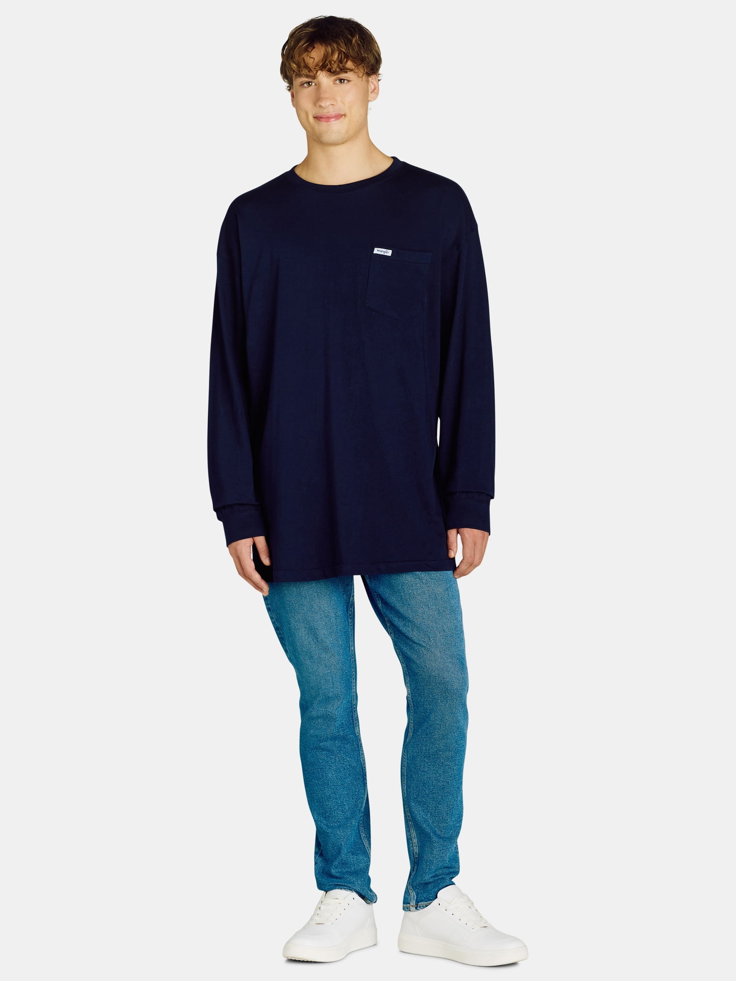 Wrangler Men’s Big and Tall Cotton Pocket Tee with Long Sleeves, Sizes 1XL-6XL