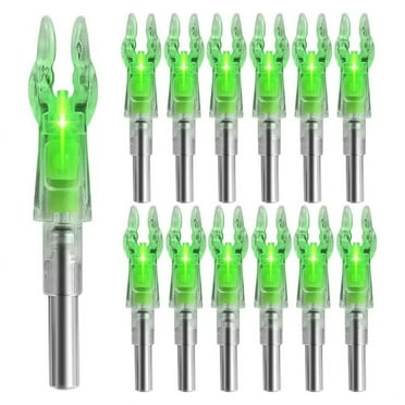 12PCS Lighted Nocks for Arrows with .204 Inside Diameter, High-Visibility Nocks, Green