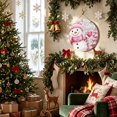 thumbnail image 2 of Welcome Sign for Front Door, Christmas Pink Snowman Round Metal Wall Art Wreaths, Winter Snowflakes Rustic Xmas Trees Outdoor Indoor Wall Hanging Sign for Porch Decor Housewarming Gifts 11.8 Inch, 2 of 8
