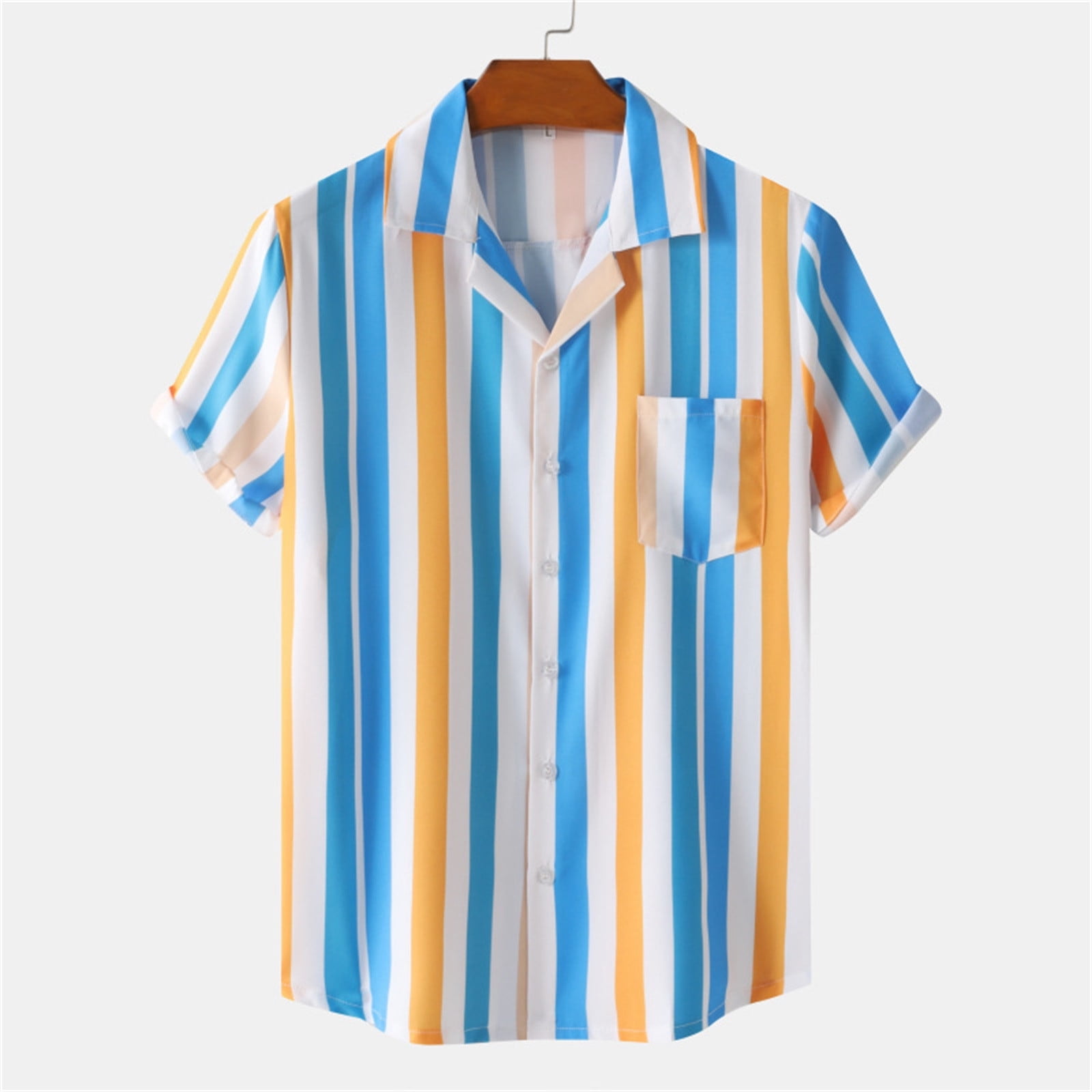 New Mens Fashion Vintage Shirts Male Summer Beach Striped