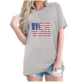 thumbnail image 1 of Tops Cortos para Mujeres Bandera de Moda Impresa Cuello Redondo, Camiseta de Manga 3/4 para Uso Diario, Casero Y Cómodo, 1 of 4