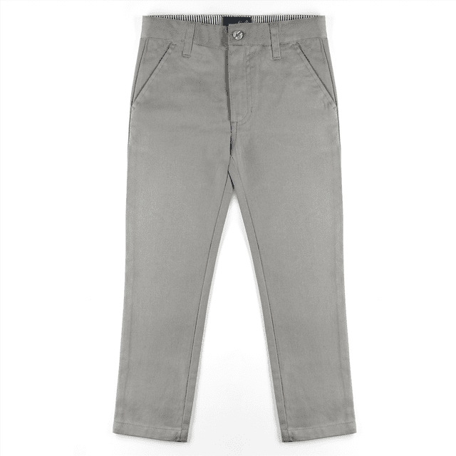 Buyless Fashion Pantalons Garçon Flat Front Cotton Slim Fit Casual Coupe Droite
