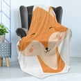 thumbnail image 4 of Fox Soft Flannel Fleece Throw Blanket, Simplistic Funny Illustration of Smiling Happy Animal Face, Cozy Plush for Indoor and Outdoor Use, 50" x 60", Apricot Peach, by Ambesonne, 4 of 5
