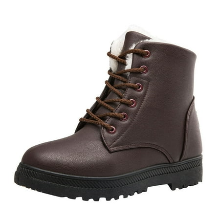 AnuirheiH Women Boots Winter Snow Boots Keep Warm And Velvet Cotton Shoes Female Student Short Boots Waterproof Clearance