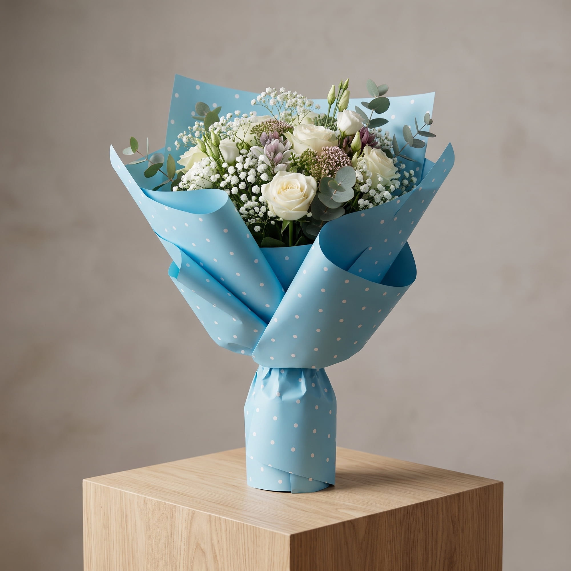 Unique Bargains Waterproof Luxury Matte Gift Wrapping Paper for Bouquets Sky Blue 22"x 22"