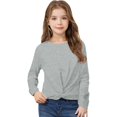 thumbnail image 5 of TFEOQRY Children Girls Hoodless Sweatshirts Shirt Long Sleeved Printed T-Shirt Solid Color Round Neck Top, 5 of 8