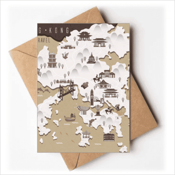 Hong Kong Location Map China Greeting Cards You are Invited Invitations