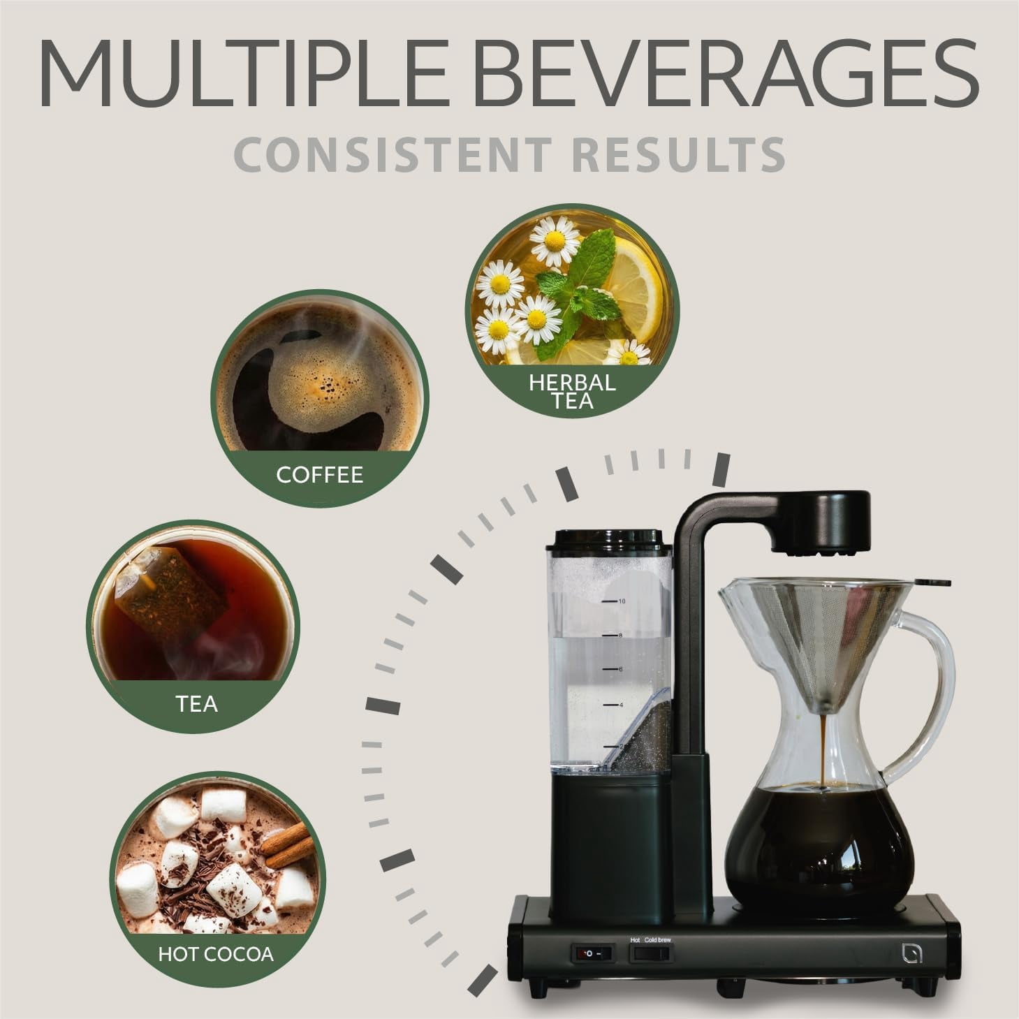 10 Cup Drip Coffee Maker, Automatic Pour Over Coffee Maker with Glass Carafe and Auto Shut-Off Feature, Suitable for Hot & Iced Coffee, ECO Coffee Machine made with 99% PC Recycled Plastics