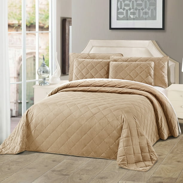 Serenta Velvet Quilted 5 Piece Bed Spread Set