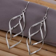 TIANBEN New Fashion Jewelry 925 Sterling Silver Double Plantain Leaf Earrings Ear Studs For Women Gift