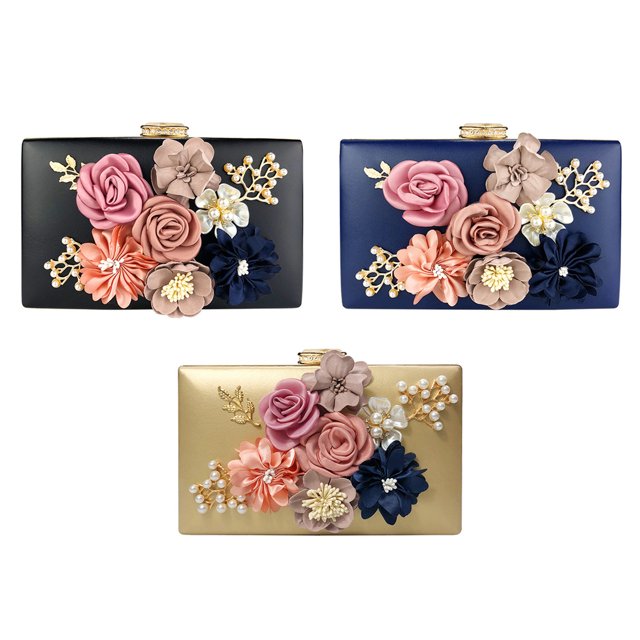 Bolso para vestido de noche de mujer, bolso para vestido de noche de boda con flores, bolso con flores para novia