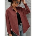 thumbnail image 4 of Jusfitsu Women’s Shacket Jacket Corduroy Long Sleeve Blouse Tops Casual Button Down Shirts for Women Oversized Top, 4 of 6