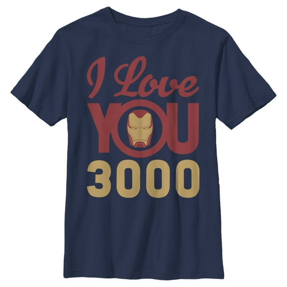 Boy's Marvel Iron Man Love 3000  Graphic Tee Navy Blue Medium