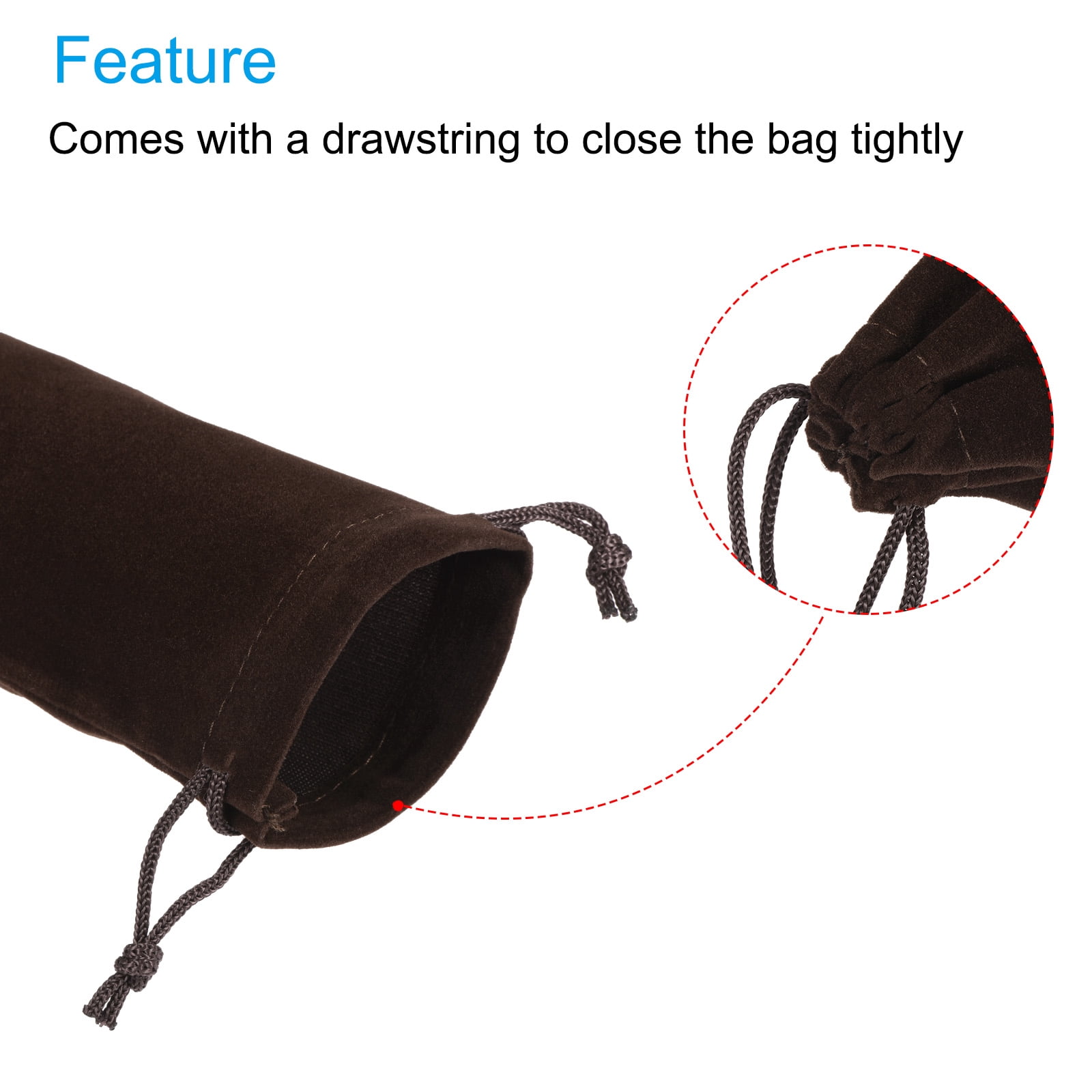 Unique Bargains Microfiber Pouch Soft Storage Drawstring Gift Bag Brown 12x18