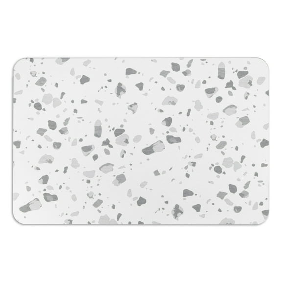 Artsy Mats Grey Terrazzo White Stone Non Slip Bath Mat