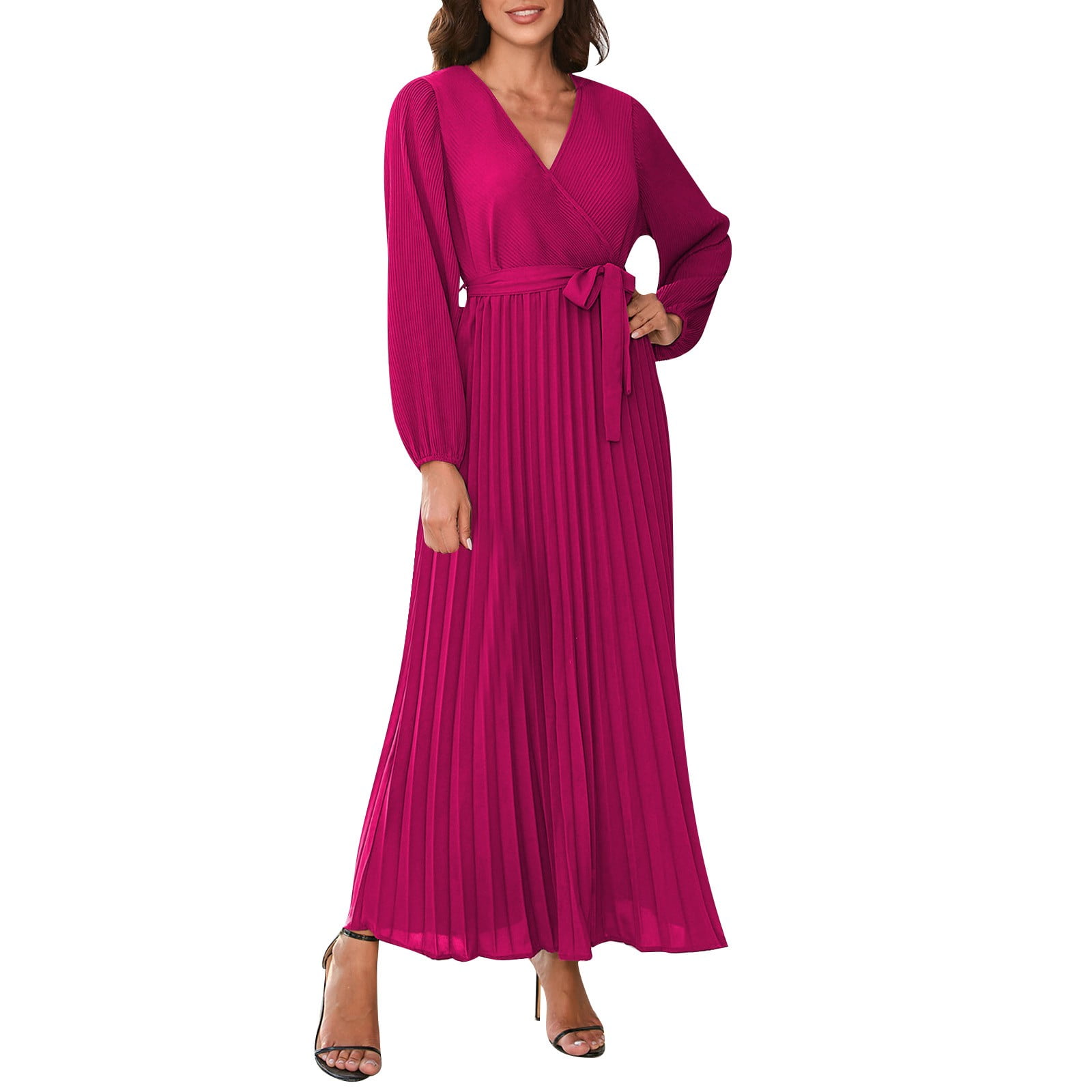 horisont Rynke panden rille GWAABD off The Shoulder Dresses for Women Elegant Temperament Large Long  Sleeve Solid V Neck Lace Pleated Skirt - Walmart.com