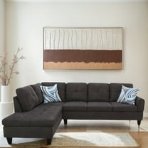 Hommoo Sofa Set,Flannel Living Room Sofa Set,L-Shaped Sectional Sofa,2-Piece Couch Living Room,Dark Brown