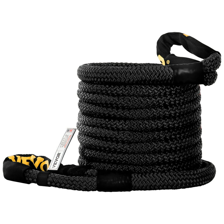 VEVOR 1 inch x 31.5' Recovery Tow Rope, 33,500 lbs, Heavy Duty Nylon Double Braided Kinetic Energy Rope w/ Loops and Protective Sleeves, for Truck Off