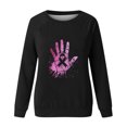thumbnail image 4 of CLOISE Cancer Sweatshirt Women Breast Cancer Awareness Sweatshirt Hand Ribbon Pink Crewneck Long Sleeve Shirts Cancer Fight Blouses Comfy Pullover Tops Fall Clothes Black XL, 4 of 4
