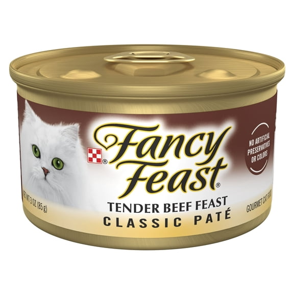Purina Fancy Feast Classic Pate Cat Food, Tender Beef Feast, 3 oz Can (Pack of 9)