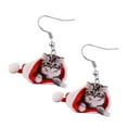 thumbnail image 3 of Tachiuwa Boucles d'Oreilles Chat de Noël Adorables pour Performance sur Scène, Vacances, Rendez-Vous, Allongé, 3 of 9