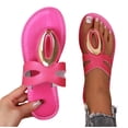 thumbnail image 5 of KEGIRLOM Women's Fashionable Casual Shoes With Metal Buckle Plus Size Spring/Summer Style Trendy And Comfortable Flat Beach Sandals. Hot Pink 9.5, 5 of 5