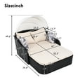 thumbnail image 4 of Enyopro Outdoor Double Daybed with Adjustable Canopy, PE Rattan Patio Sunbed Lounger with Cushions and Pillows, Black Wicker and Beige Cushions for Backyard, Poolside, Garden, Beige, 4 of 7