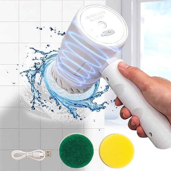 Rechargeable Electric Cleaning Brush | 3 Replaceable Brush Heads | USB Charging | Handheld Scrubber for Kitchen Bathroom Tiles Sinks & Shoes | 360° Rotation