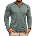 thumbnail image 3 of Rvasteizo Mens Crew Neck Tops Long Sleeve Crew Neck Base Layer Colorblock Top for Fall Winter Daily Wear XL, 3 of 5
