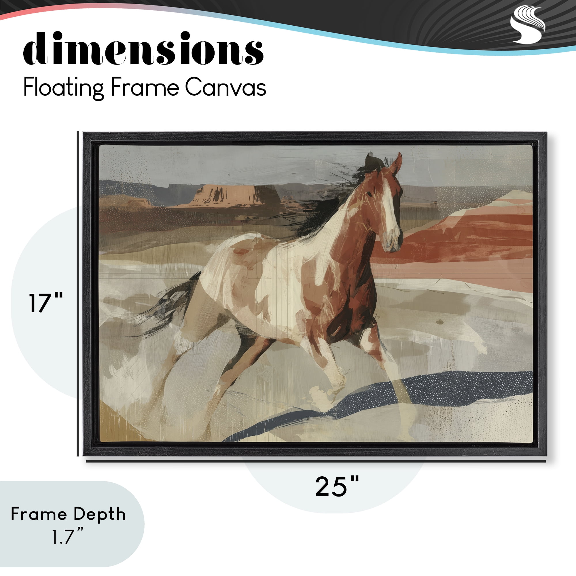 Stupell Industries Wild Horse Across Plains Black Framed Floater Canvas Wall Art, design by Chromatic Storm Studio