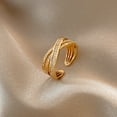 thumbnail image 2 of Gold Zircon Forefinger Ring Zip Open Design Open Mouth Copper Jewelry Adjustable Geometric Ellipse Pearl Accent, 2 of 5