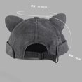thumbnail image 3 of Retro Washed Cotton Cat‑Ears Brimless Hat Funny Unique Casual Party Daily Wear Street Fashion Beret Cap, 3 of 4