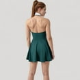 thumbnail image 5 of Women's Sleeveless Tennis Dress with Contrast Polo Collar and Flared Skirt Design - Medium, Olive Green, 5 of 7
