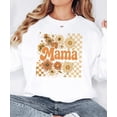 thumbnail image 4 of Trendy Mama Checkered Fall Sweatshirt for Women Orange Daisy Floral Sweater White Sweatshirt Adult Large, 4 of 4