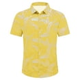 thumbnail image 4 of MNCEKFOD Men Shirts 2025 Trendy Beach Vacation Floral Shirts Loose Fit Collar Button Open Short Sleeve Relaxed Fit Mens Tops Yellow XL, 4 of 4