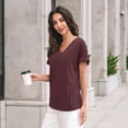thumbnail image 3 of SUNBS T Shirts for Women V Neck Blouses Summer Casual Short Sleeve Top Cute Basic Trendy Outfits Fashion, 3 of 7