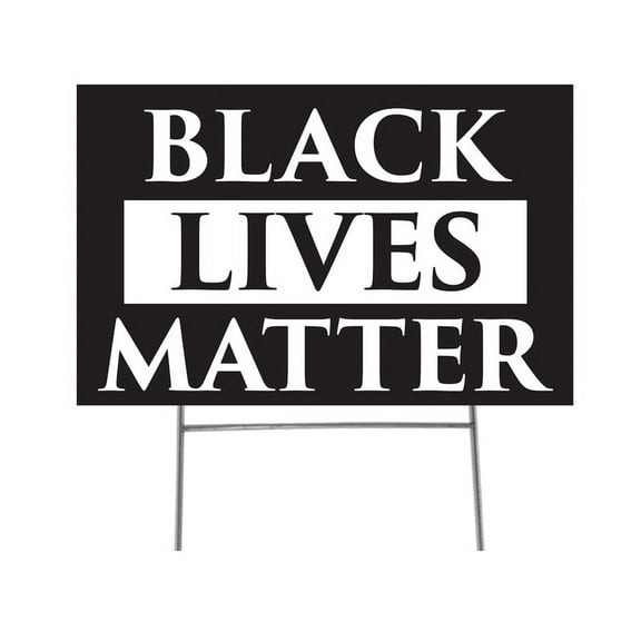 Black Lives Matter Yard Sign, Single Sided Weather Resistant Plastic, 15" x 23", Stakes Included