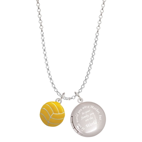 Delight Jewelry Silvertone Large Water Polo Ball To the World You are a Mother Locket Necklace