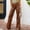 Brown, variant on Leather Pants Womens Pants Dressy Casual Petite Pants Cargo Pajamas Brown Long High Flare-Leg Womens Trousers,M