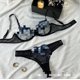 thumbnail image 1 of Conjunto de lencería sexy con sujetador de una sola capa con diseño floral pequeño y tanga con aro de acero, 1 of 6