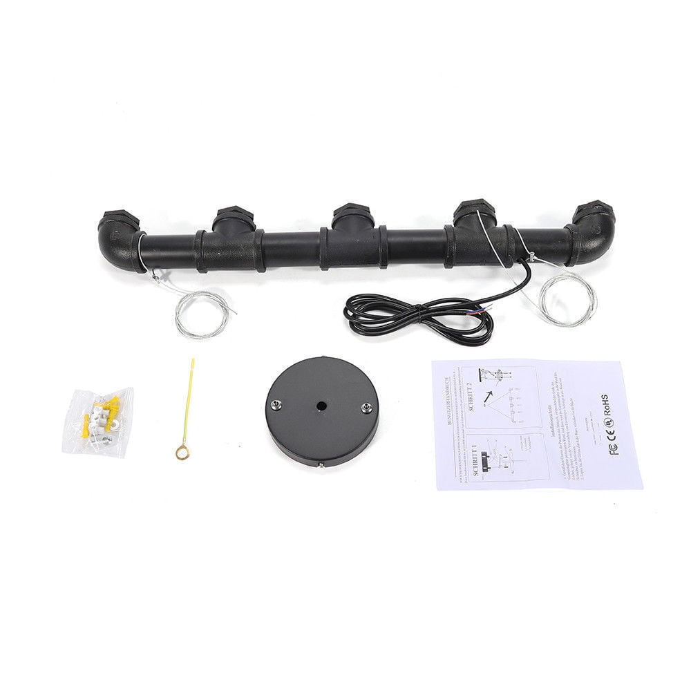 Black Retro Water Pipe Ceiling Light Chandelier Steampunk Pendant Lamp Fixture for kitchens, hallways